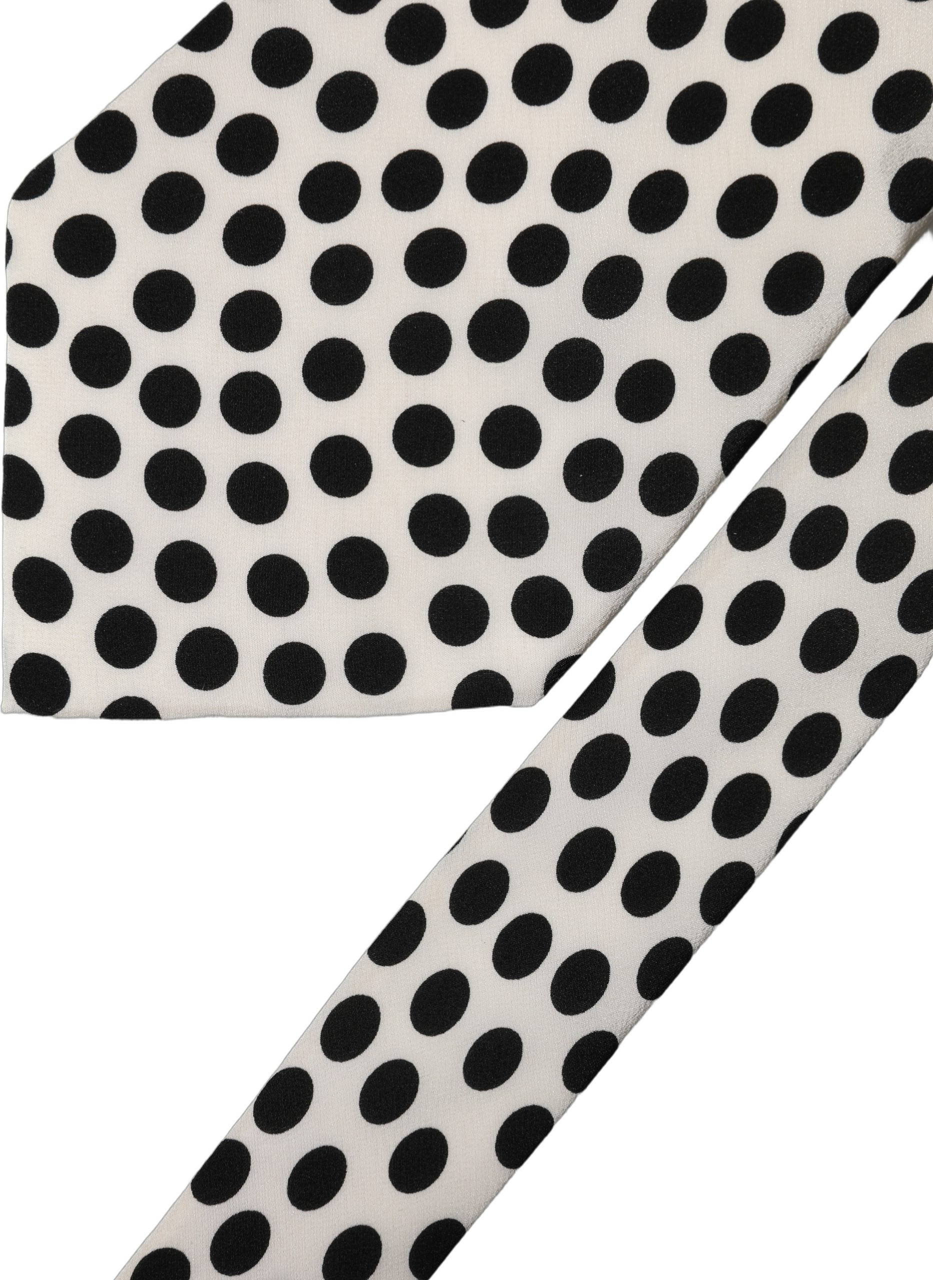 Necktie Dolce & Gabbana White Black Polka Dot Silk Adjustable Women Necktie Tie