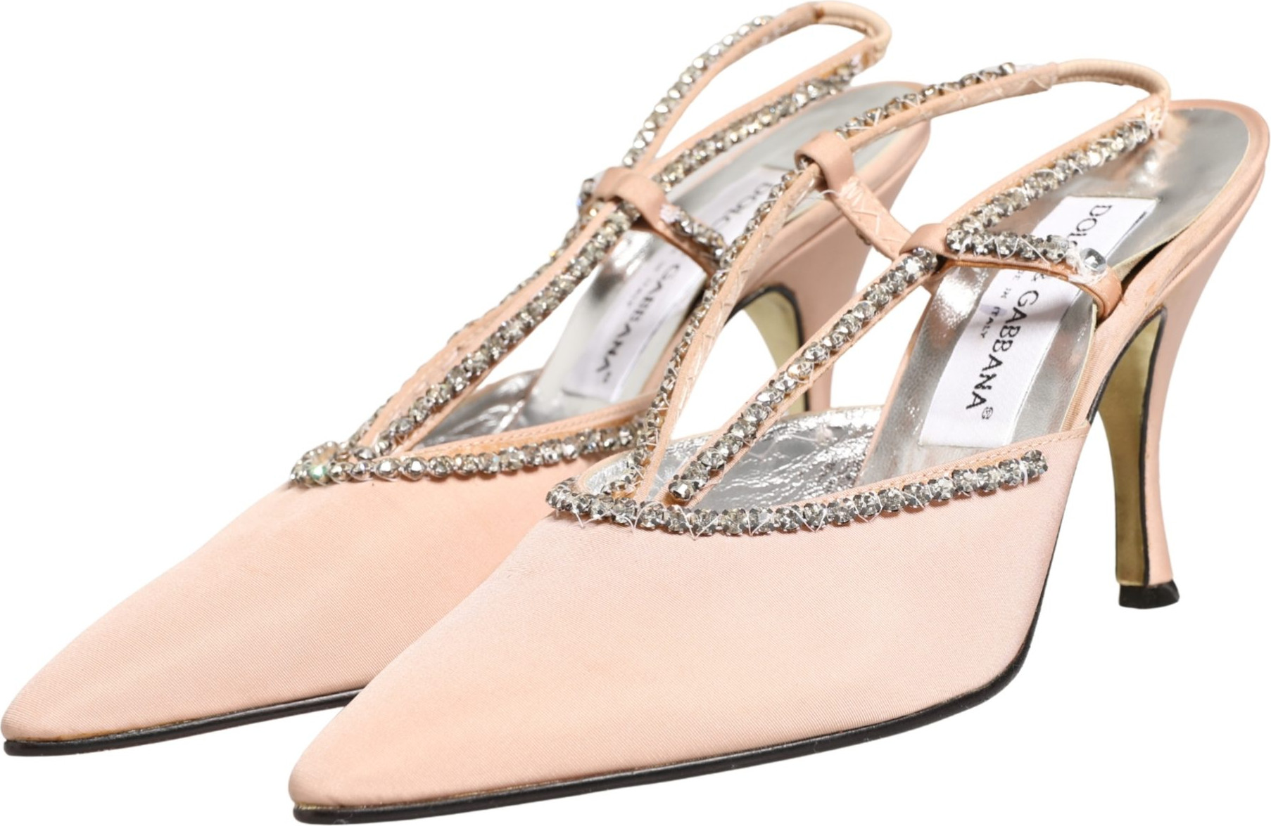 Shoes Beige Crystal Heels Slingbacks Sandals Shoes Dolce & Gabbana