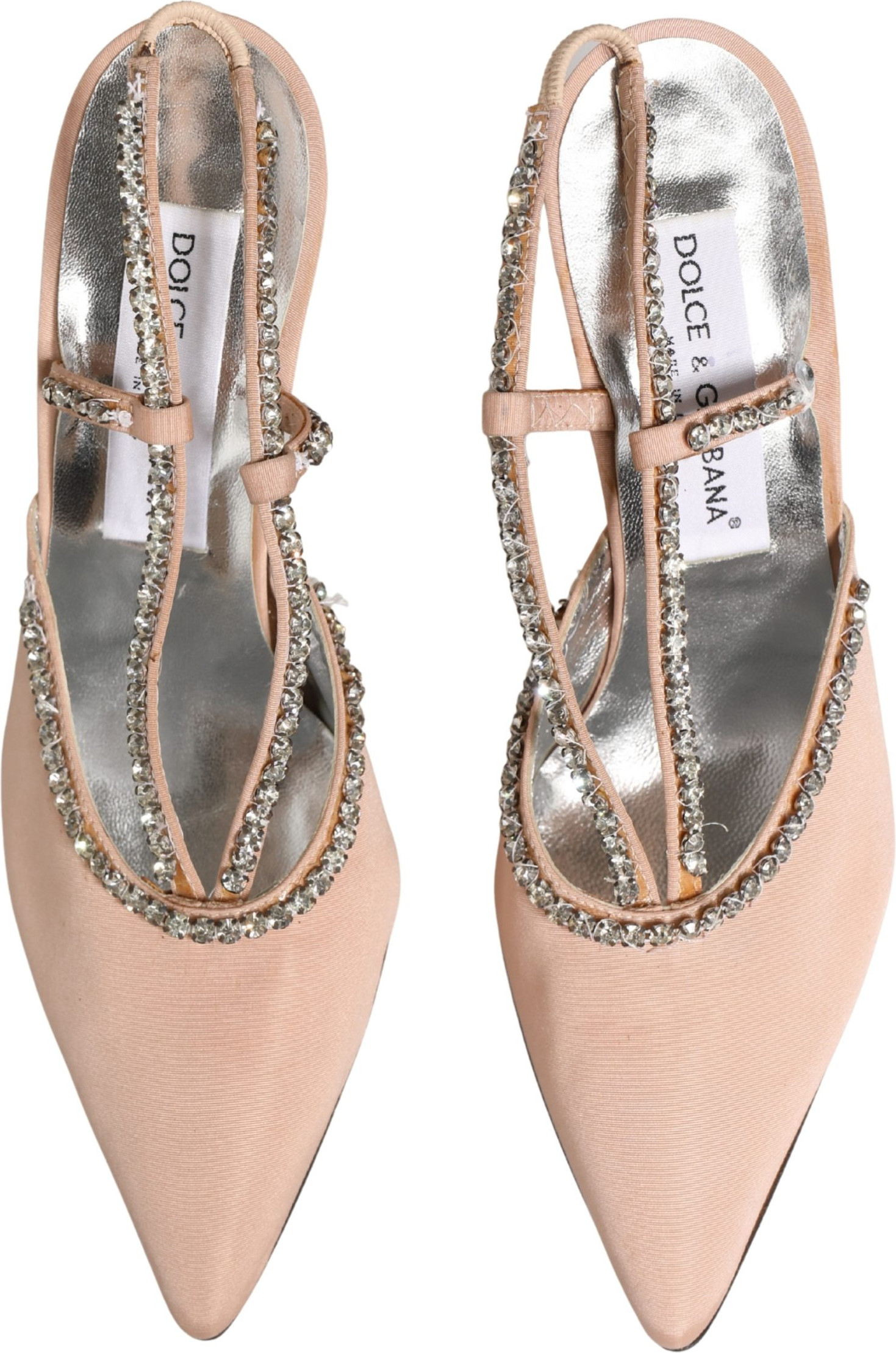 Shoes Beige Crystal Heels Slingbacks Sandals Shoes Dolce & Gabbana