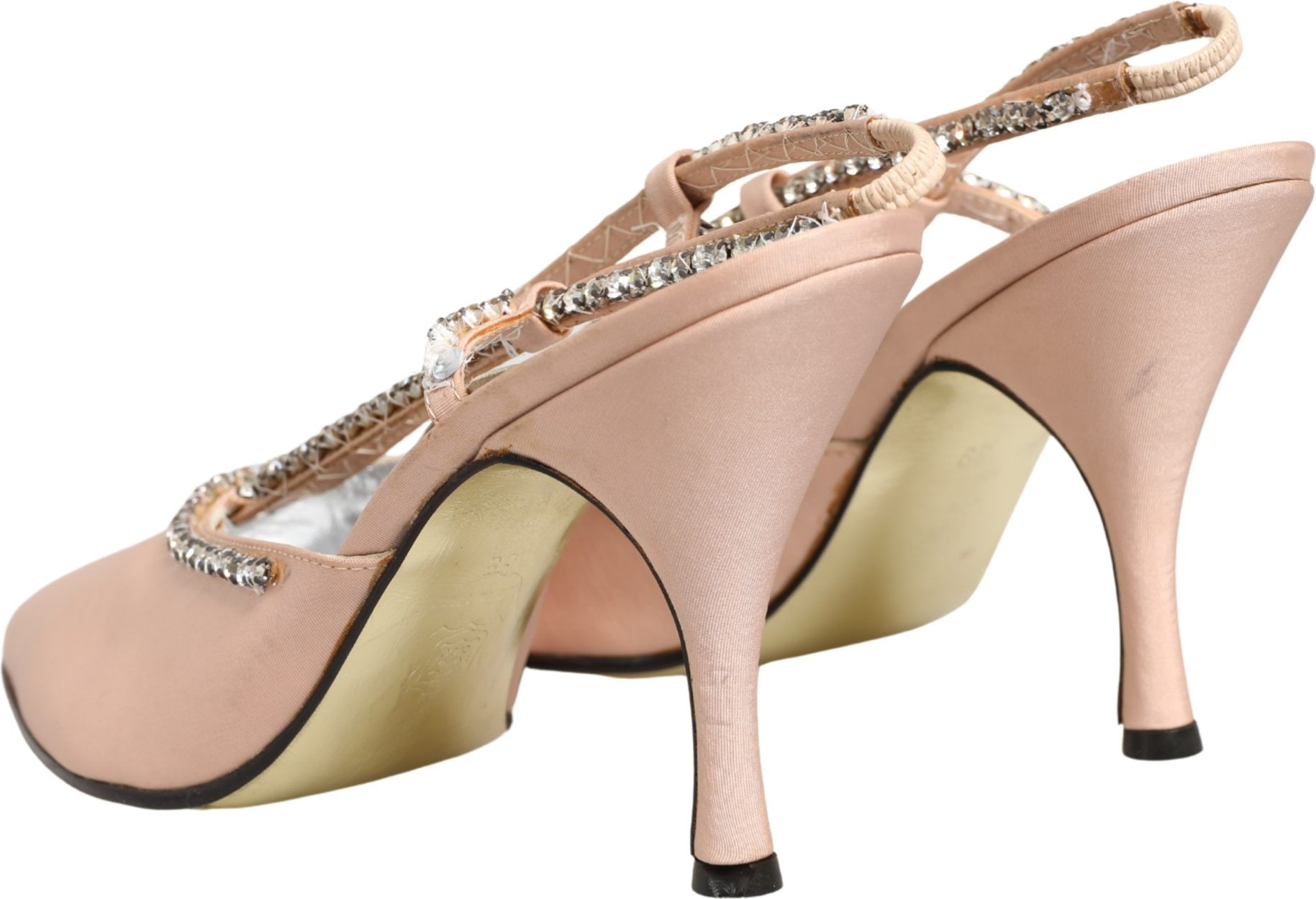 Shoes Beige Crystal Heels Slingbacks Sandals Shoes Dolce & Gabbana