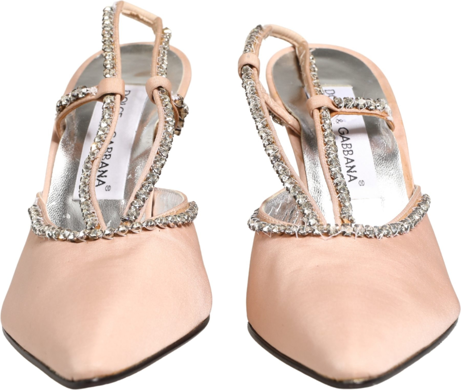 Shoes Beige Crystal Heels Slingbacks Sandals Shoes Dolce & Gabbana