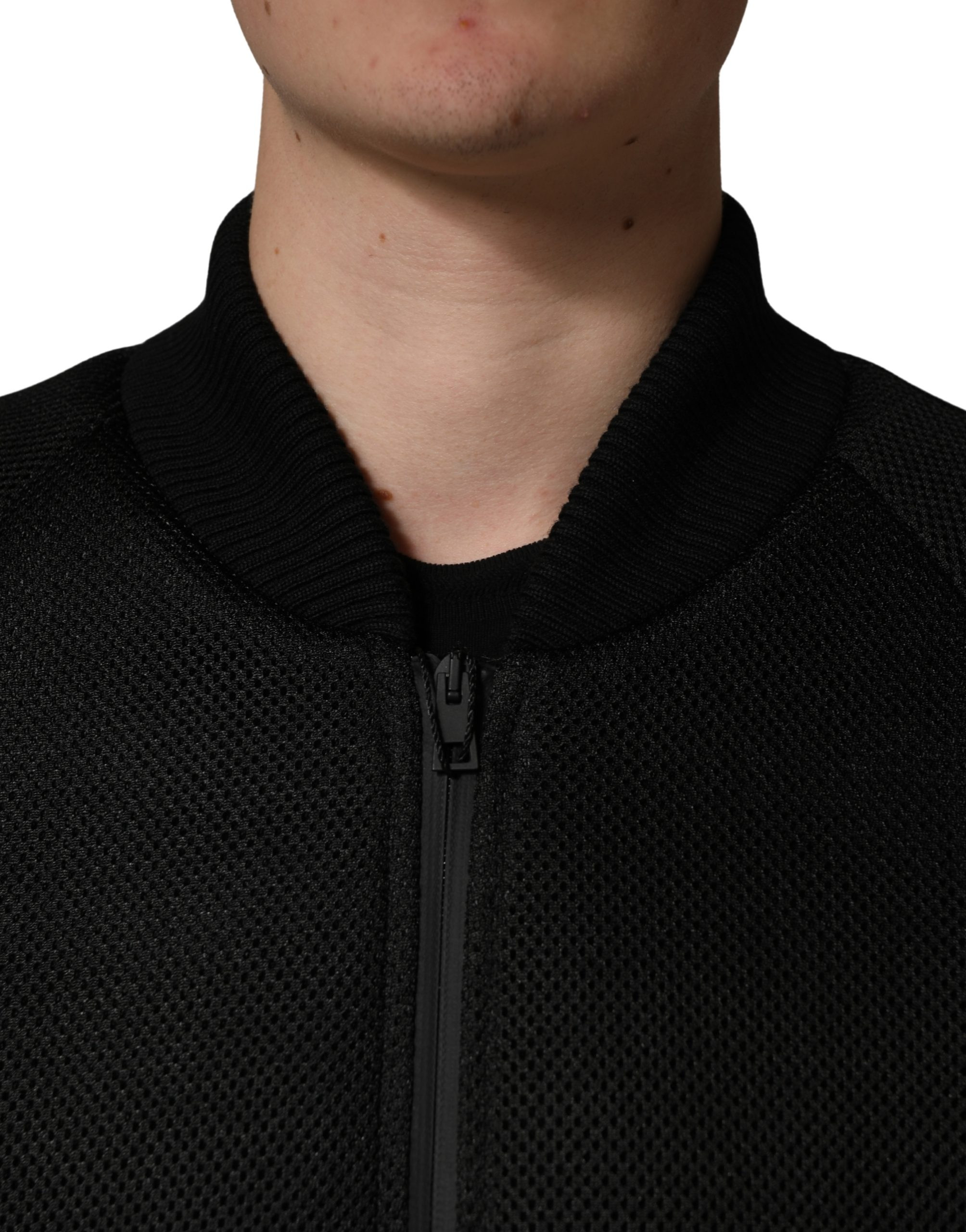 Jacket Dolce & Gabbana Herren Schwarz Nylon Bomberjacke mit durchgehendem Reißverschluss
