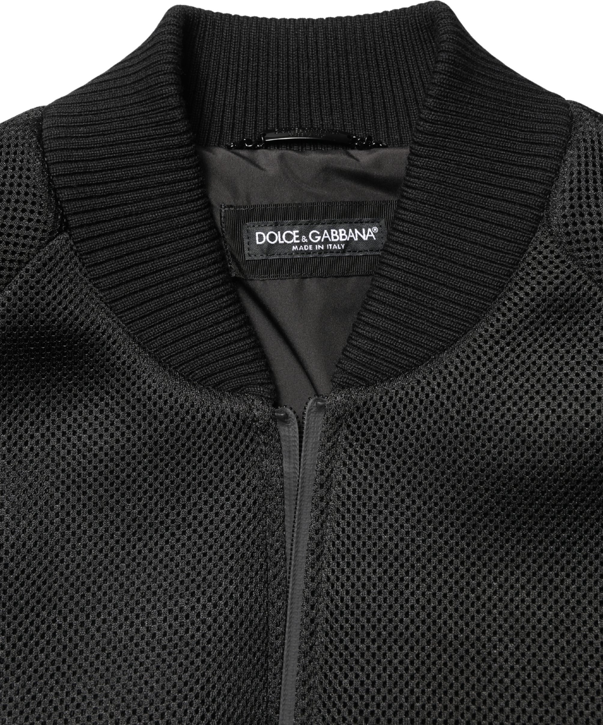 Jacket Dolce & Gabbana Herren Schwarz Nylon Bomberjacke mit durchgehendem Reißverschluss