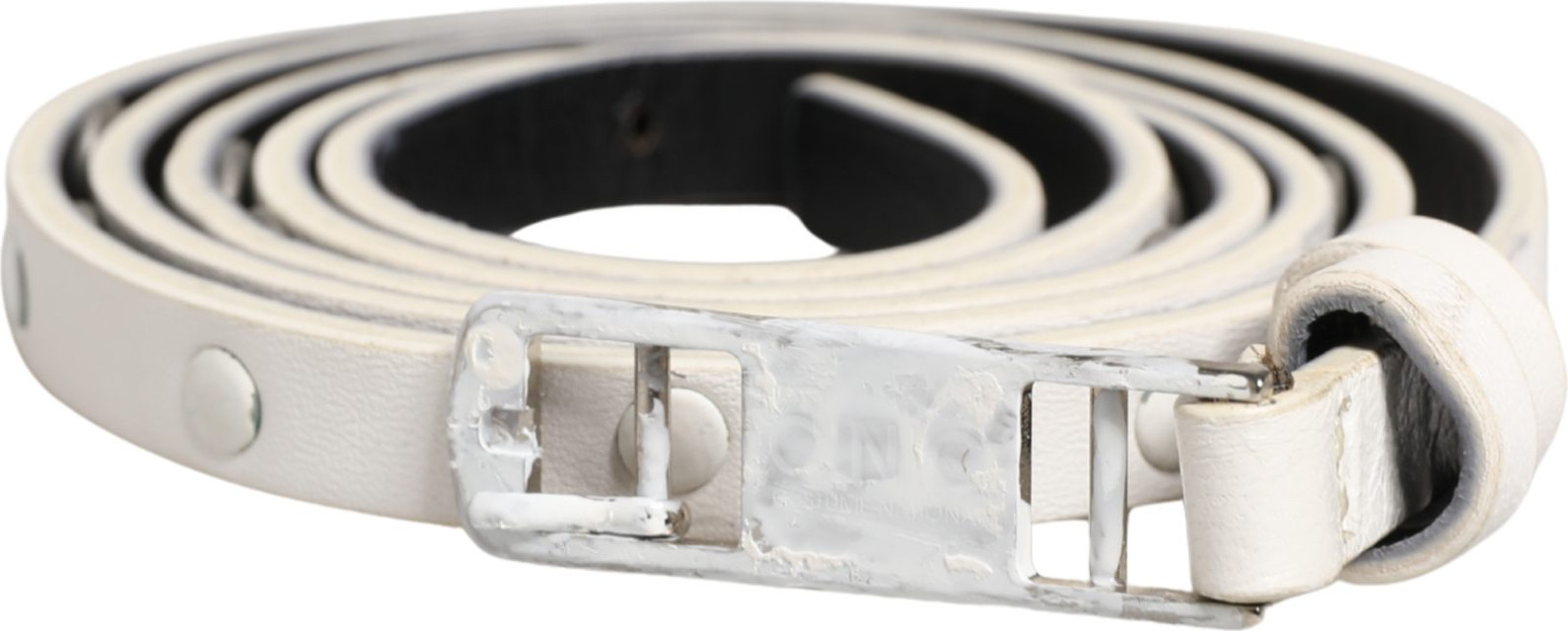 Belt Costume National White Leather Studded Cintura Belt