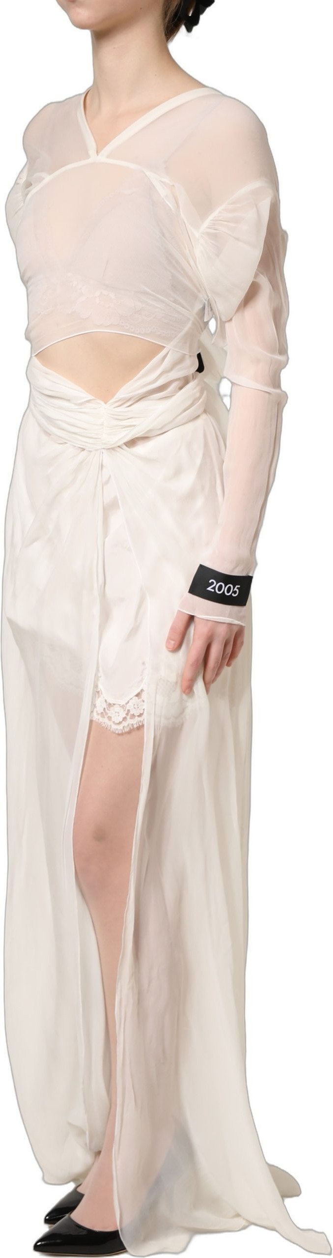 Dress Dolce & Gabbana White Silk Sheer Draped Long Gown