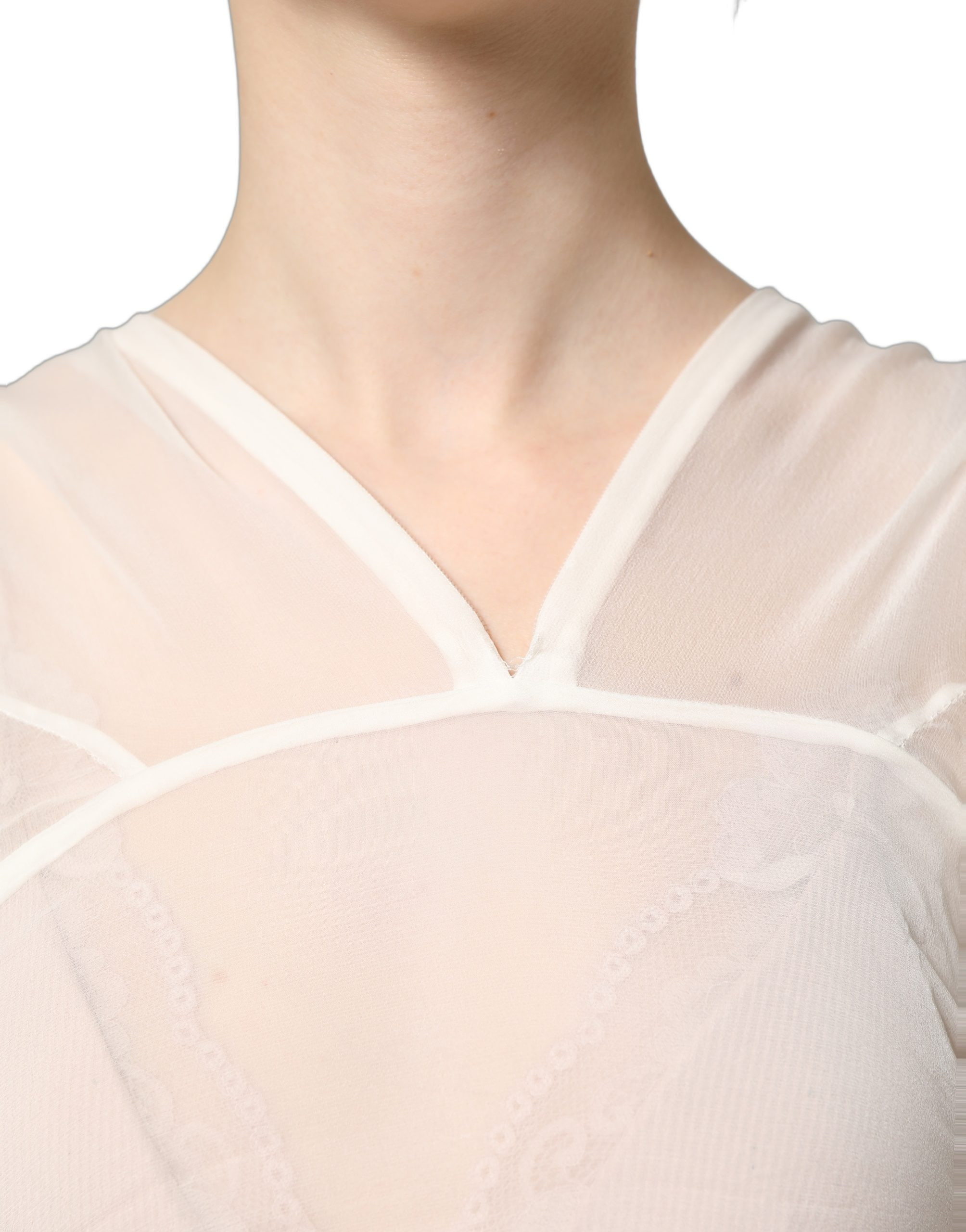 Dress Dolce & Gabbana White Silk Sheer Draped Long Gown