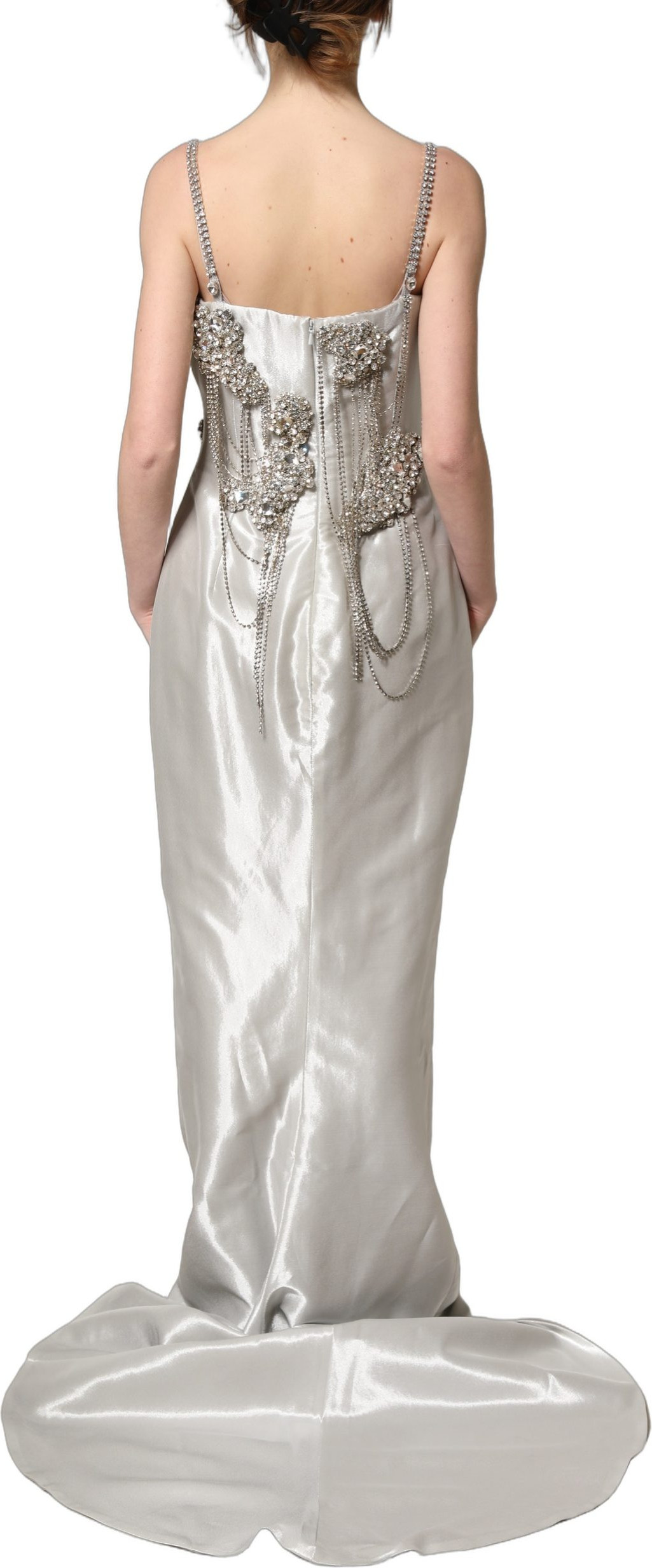 Kleid Dolce & Gabbana Abendkleid mit silbernen Kristallverzierungen