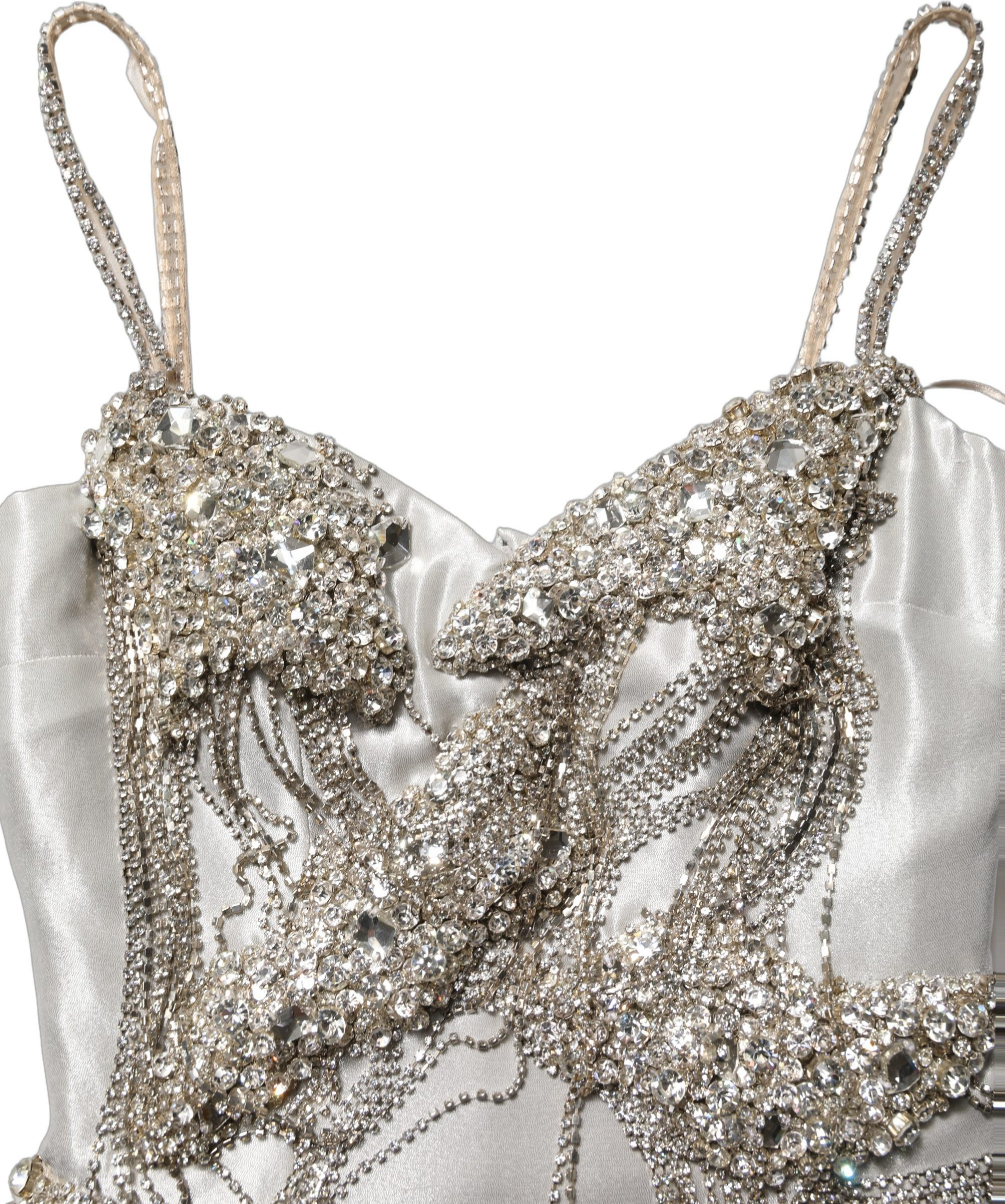 Kleid Dolce & Gabbana Abendkleid mit silbernen Kristallverzierungen