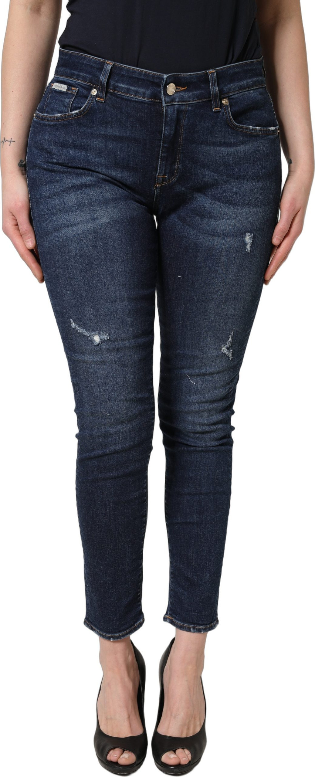 Blue Distressed Skinny Cotton Denim Jeans Dolce & Gabbana