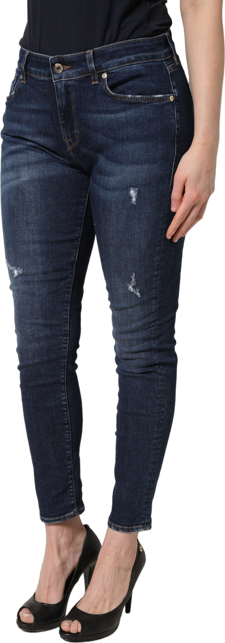 Blaue distressed Skinny Jeans aus Baumwolle von Dolce & Gabbana