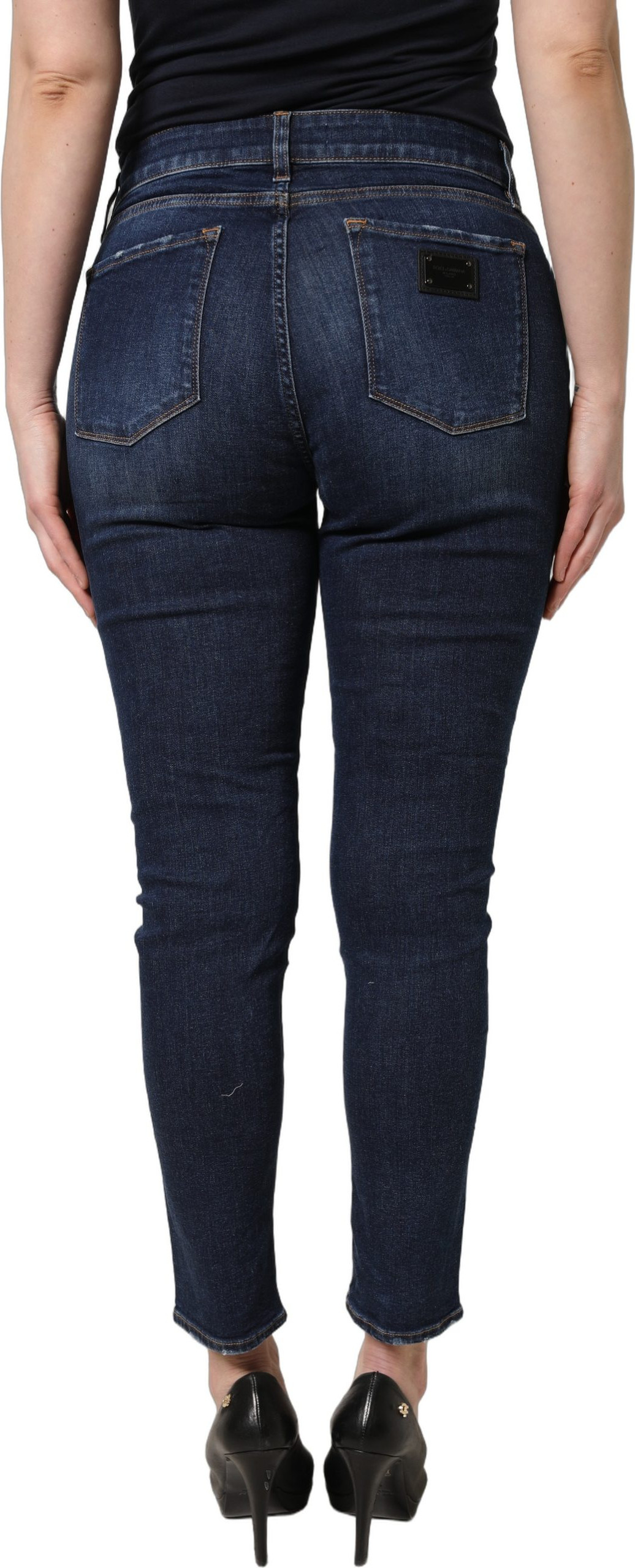 Blaue distressed Skinny Jeans aus Baumwolle von Dolce & Gabbana
