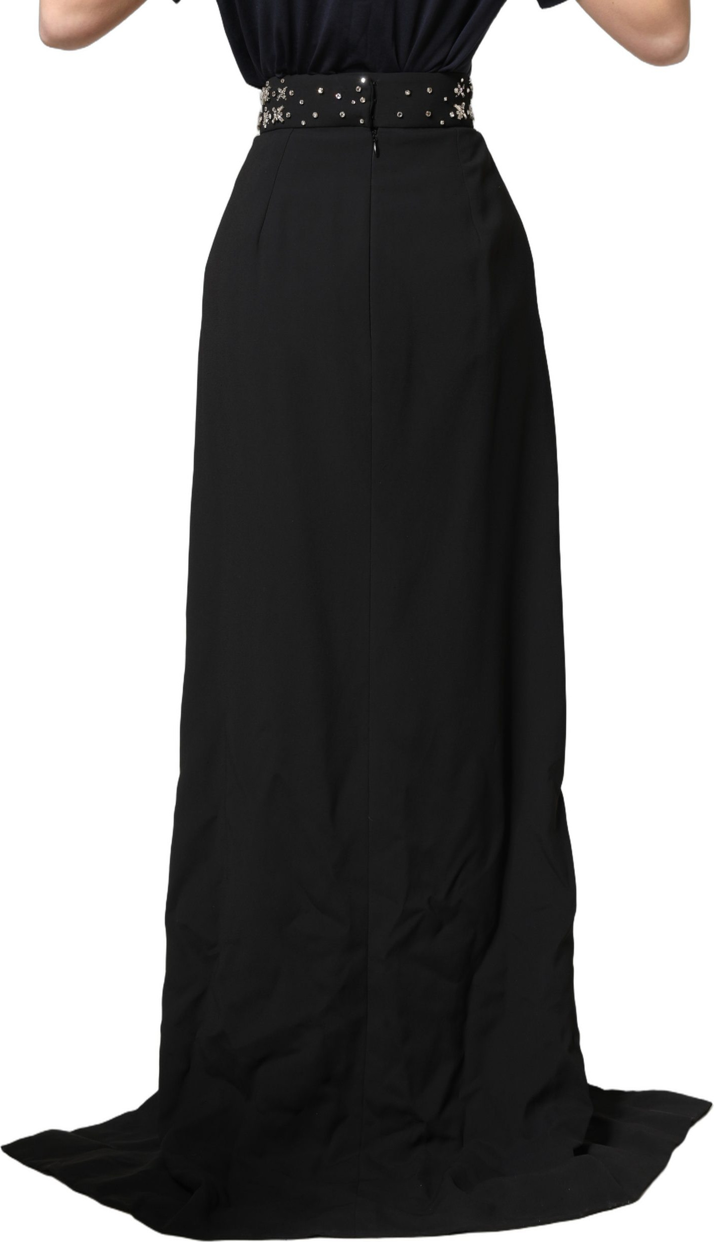 Skirt Dolce & Gabbana Black Crystal Embellished High Slit Skirt