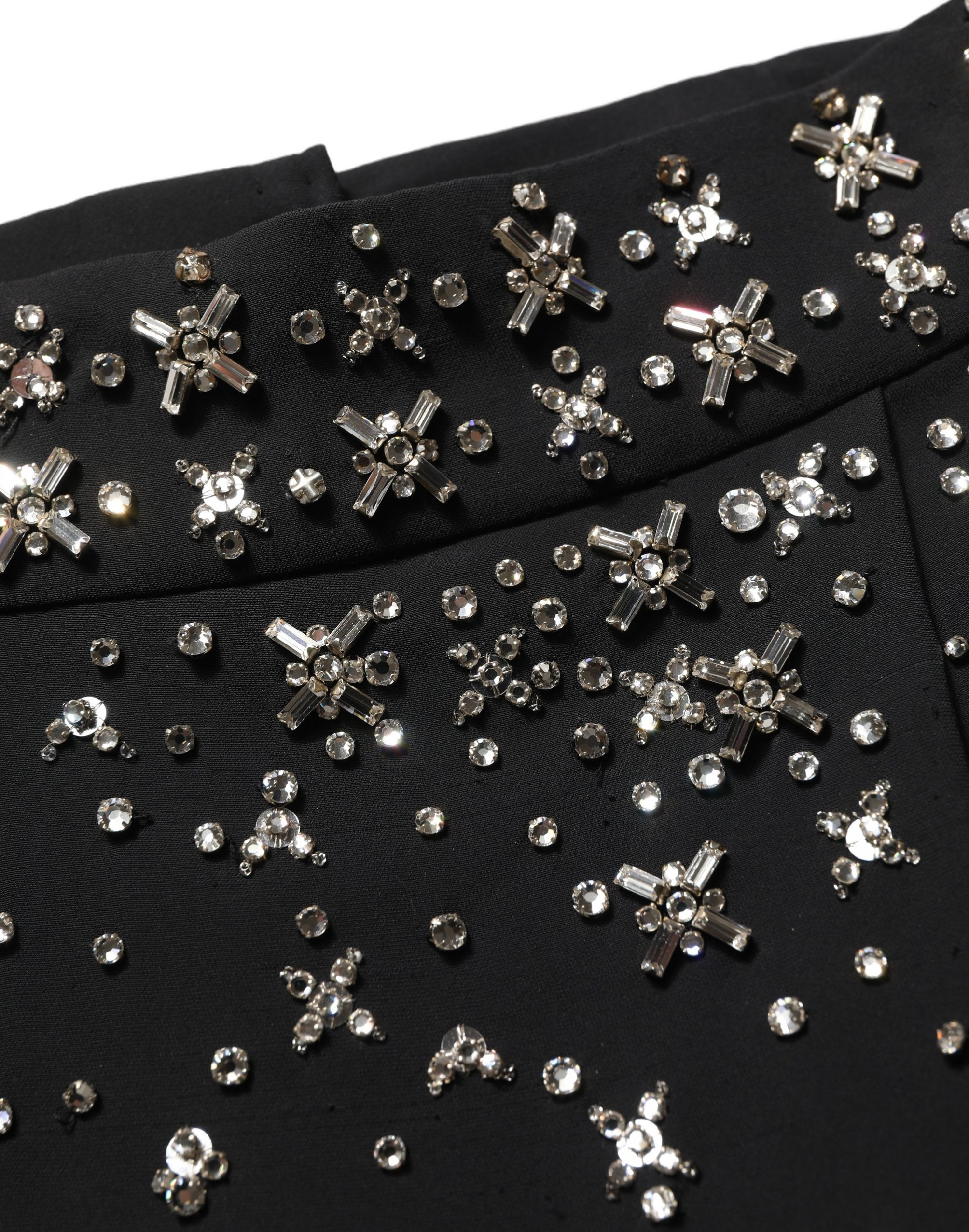 Skirt Dolce & Gabbana Black Crystal Embellished High Slit Skirt