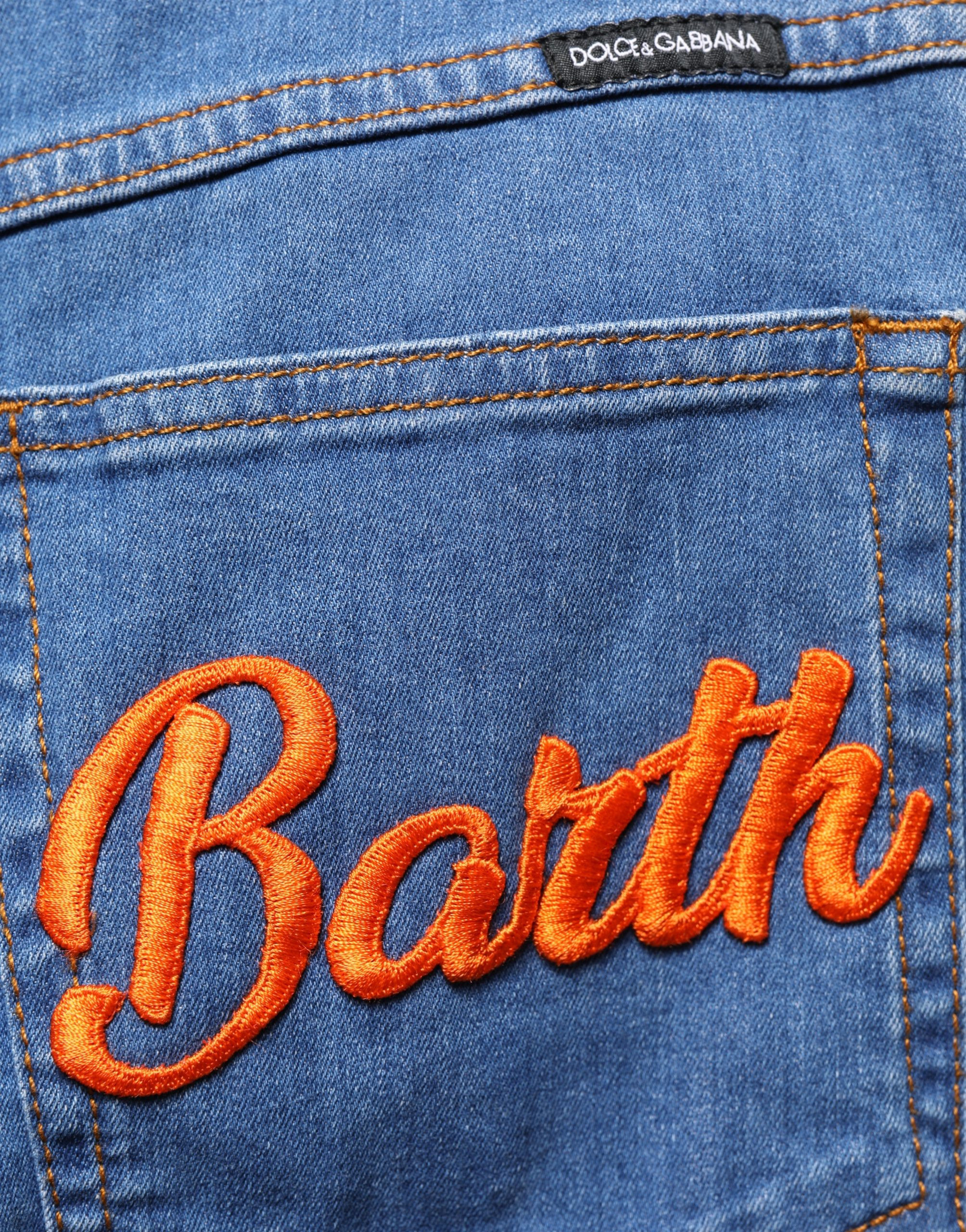 Jeans Dolce & Gabbana Blau Kristall-Verzierungen Weit Cropped