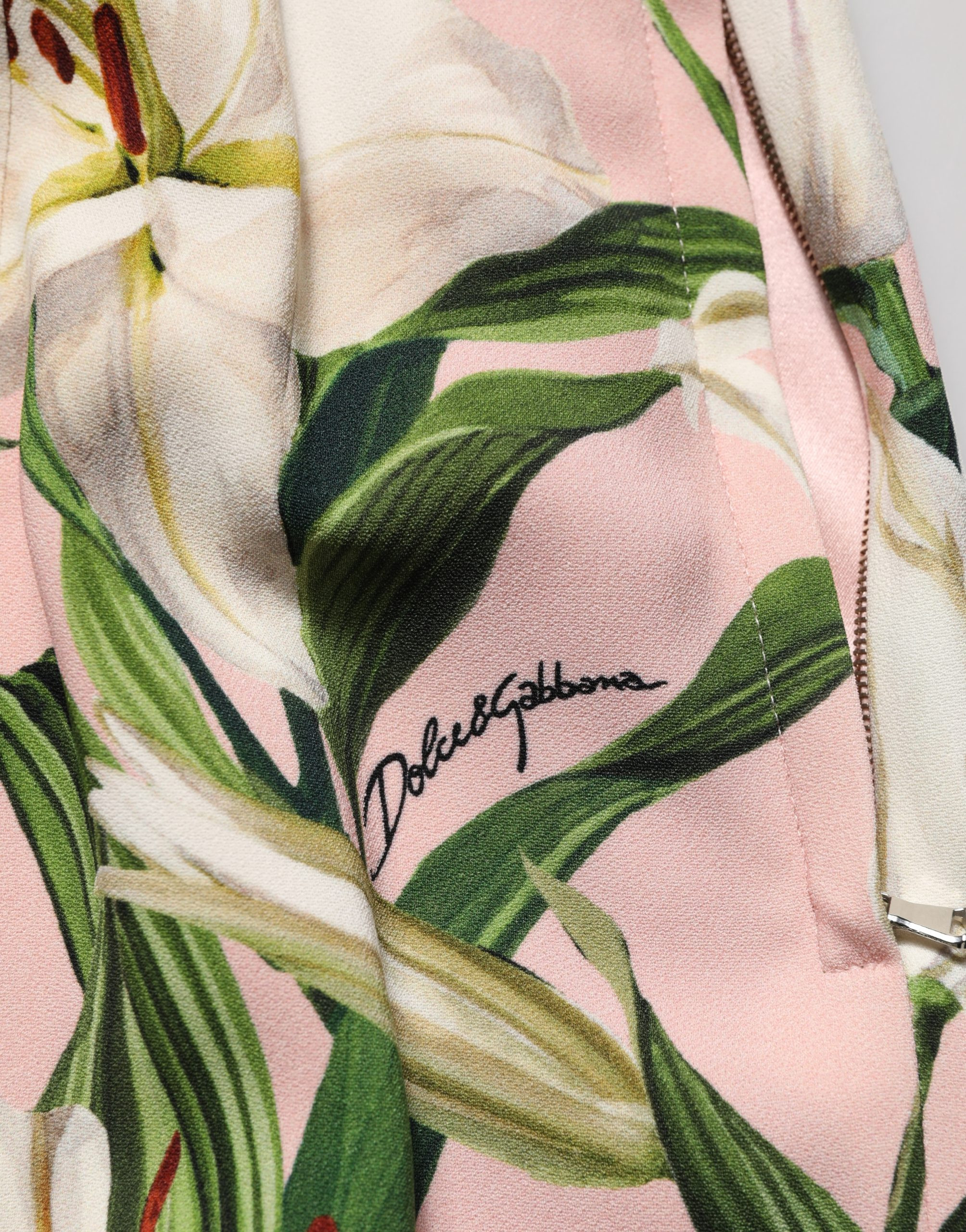 Skirt Dolce & Gabbana Pink Lilium Print High Waist Pencil