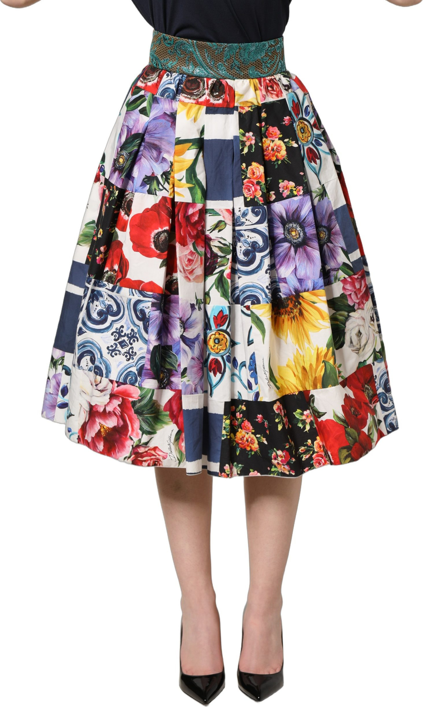 Юбка-миди А-силуэта Dolce & Gabbana Multicolor Patchwork