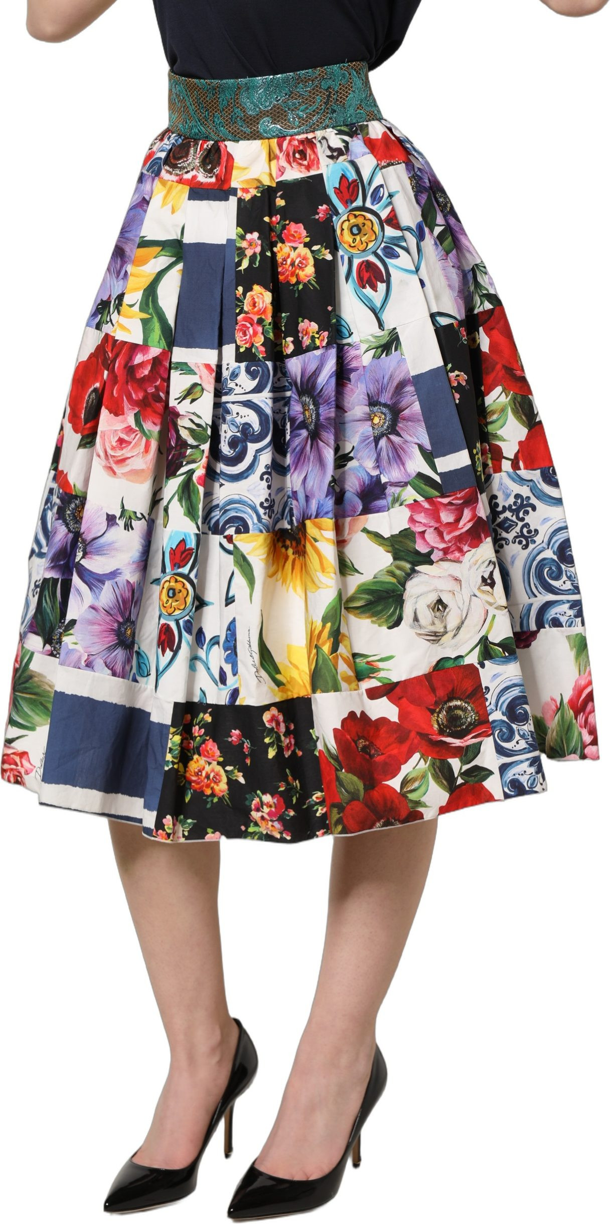 Юбка-миди А-силуэта Dolce & Gabbana Multicolor Patchwork