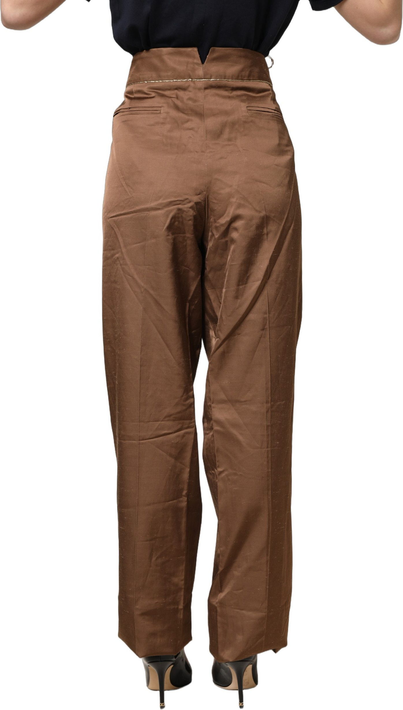 Trouser Pants Brown High Waist Flared by cavalli CLASS