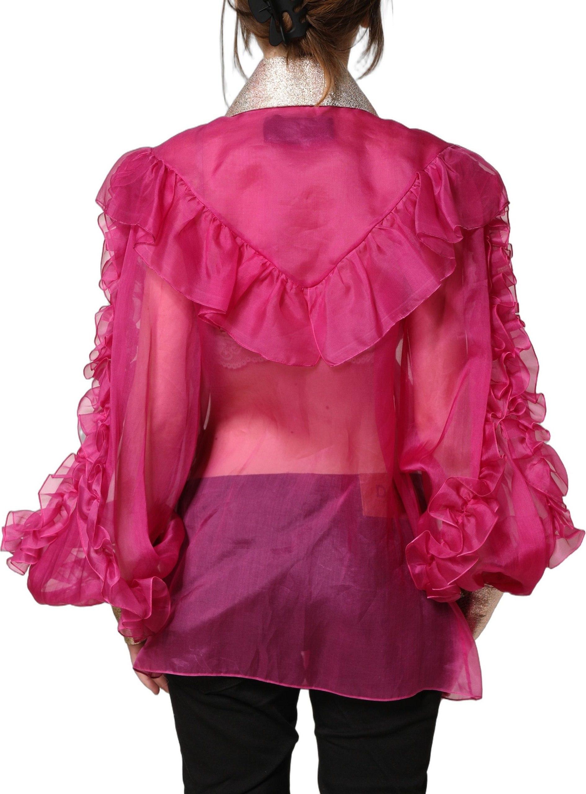 Blouse Dolce & Gabbana Fuchsia Sheer Chiffon Buttoned