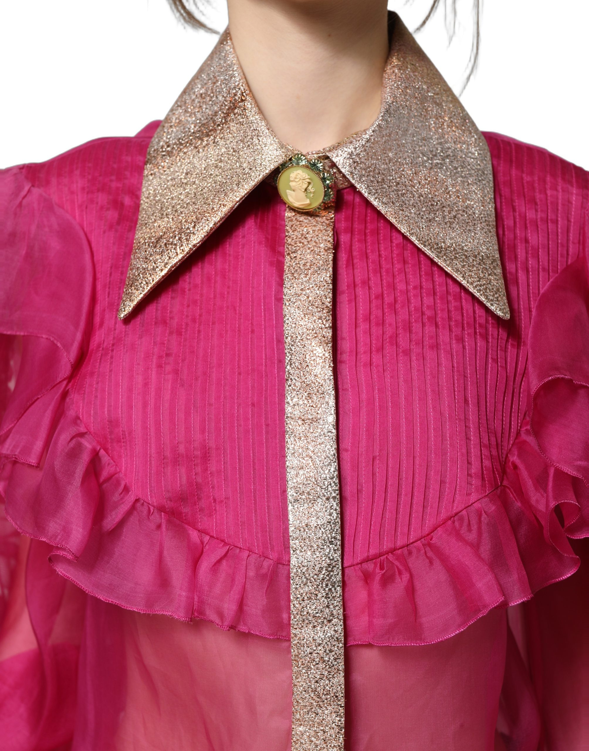 Blouse Dolce & Gabbana Fuchsia Sheer Chiffon Buttoned