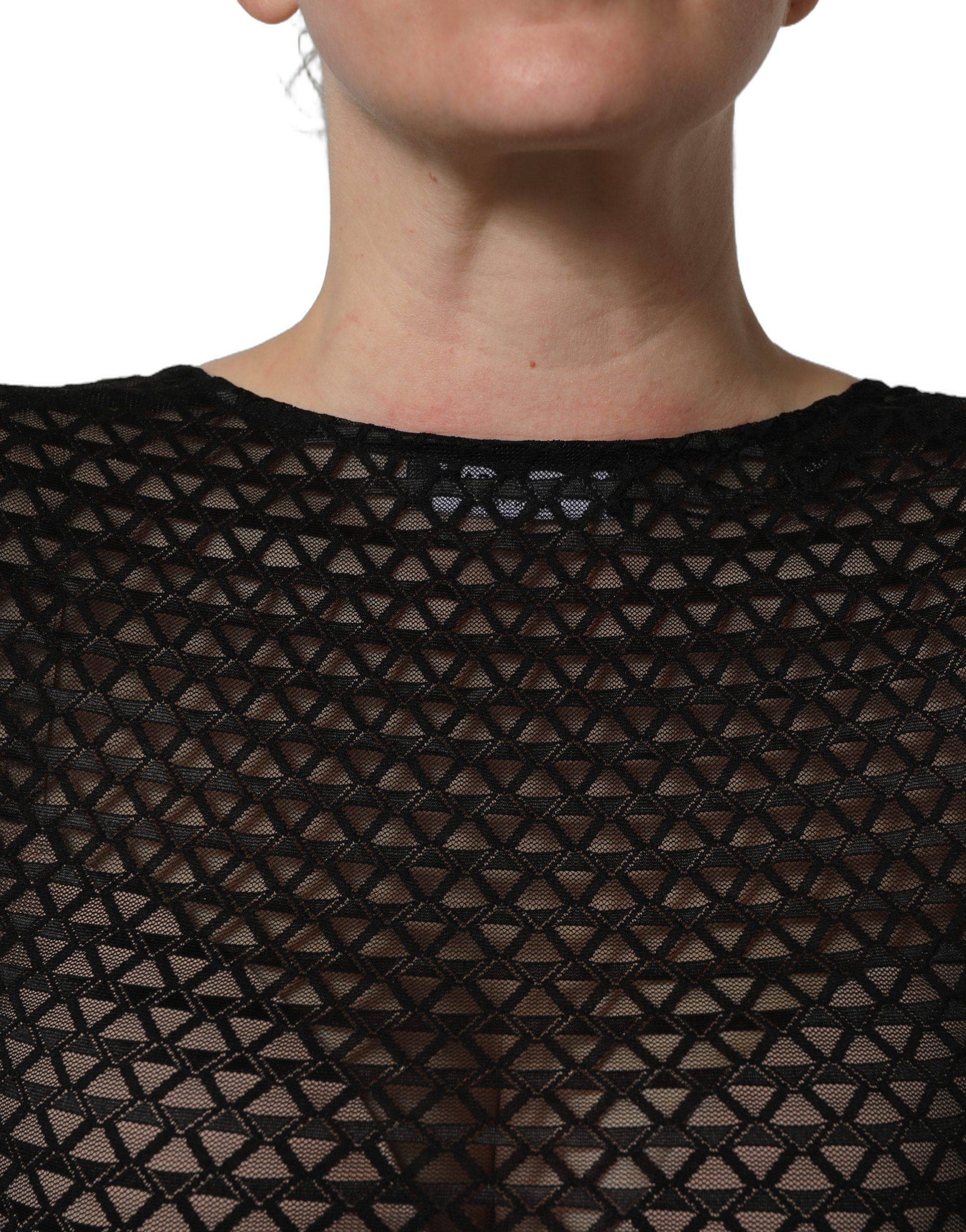 Black Nylon Cropped Top by Dolce & Gabbana