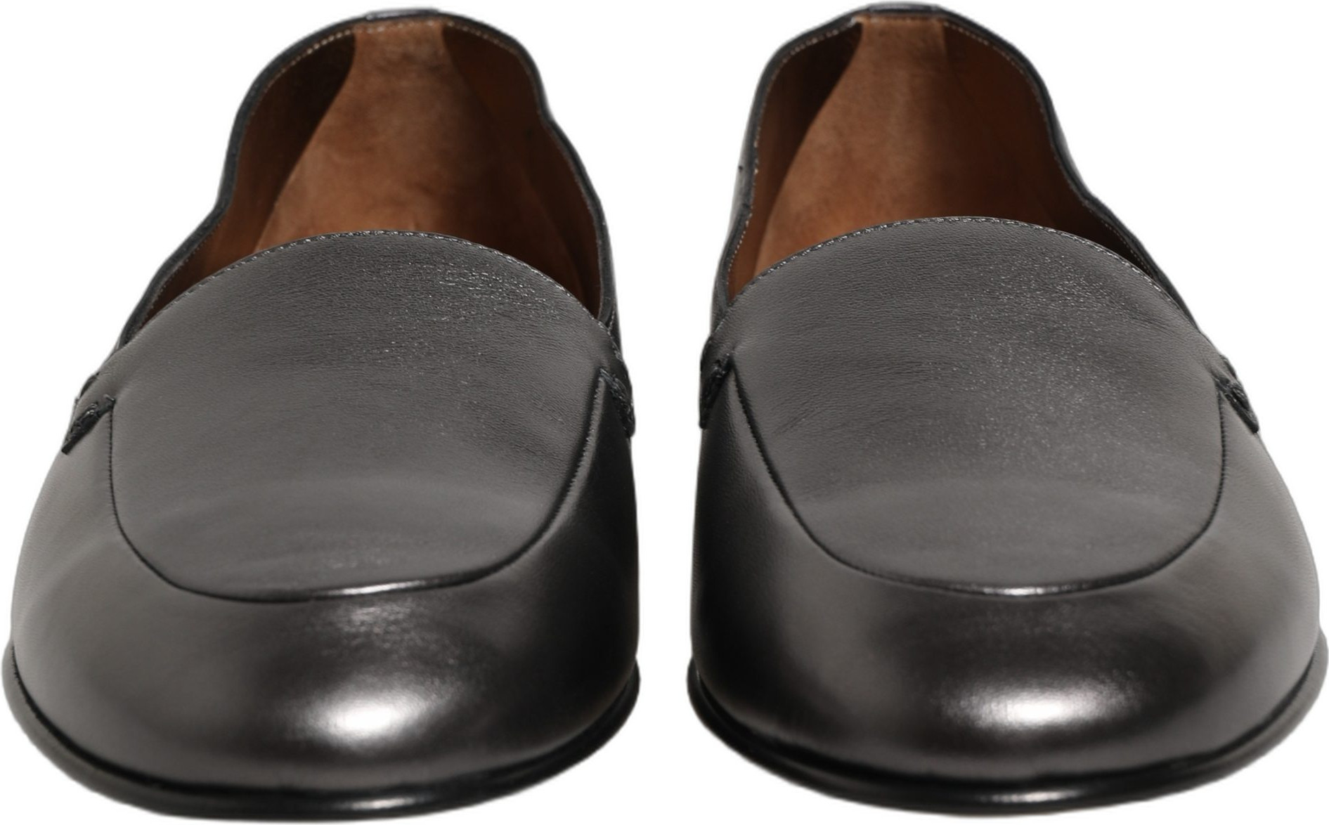Shoes Dolce & Gabbana Silver Leather DG Logo Slip On Loafers