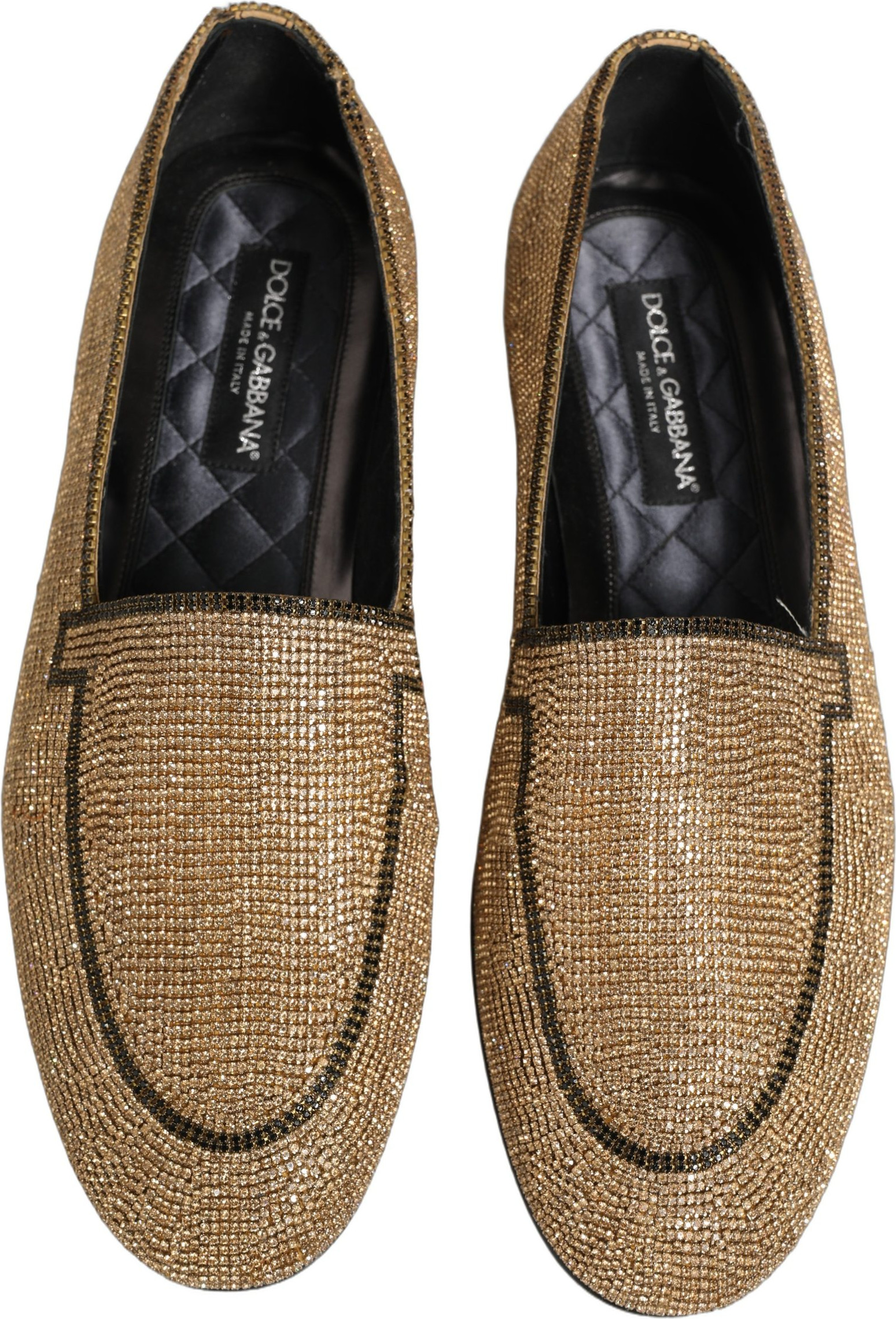 Loafers Shoes Dolce & Gabbana Gold Crystal Embellished