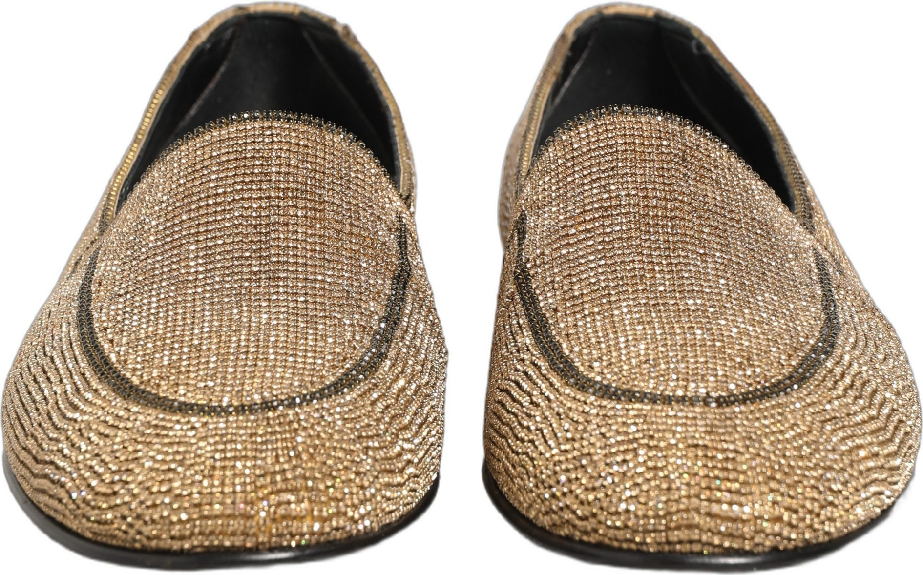 Loafers Shoes Dolce & Gabbana Gold Crystal Embellished