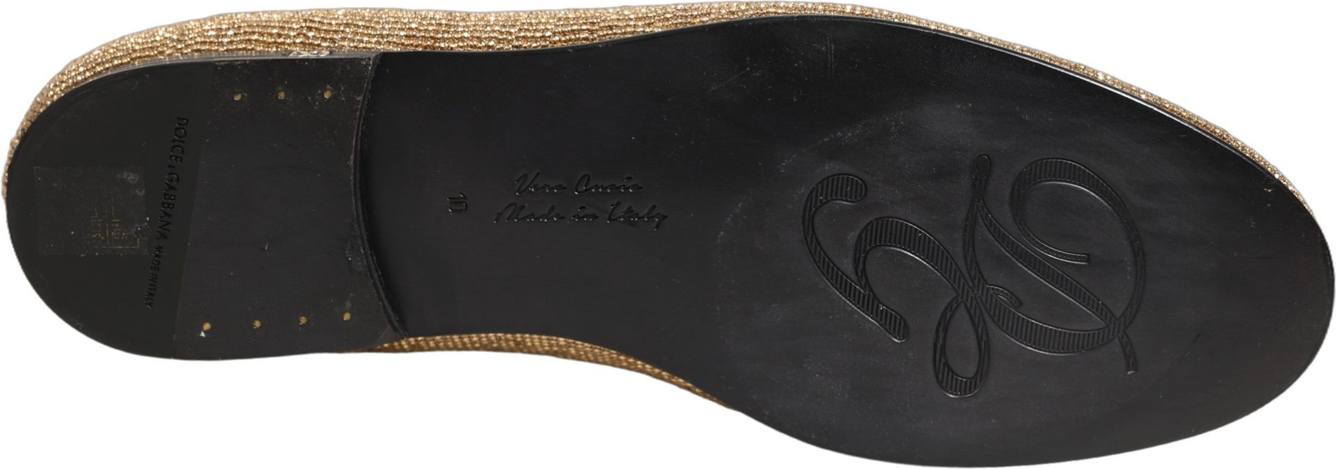 Loafers Shoes Dolce & Gabbana Gold Crystal Embellished