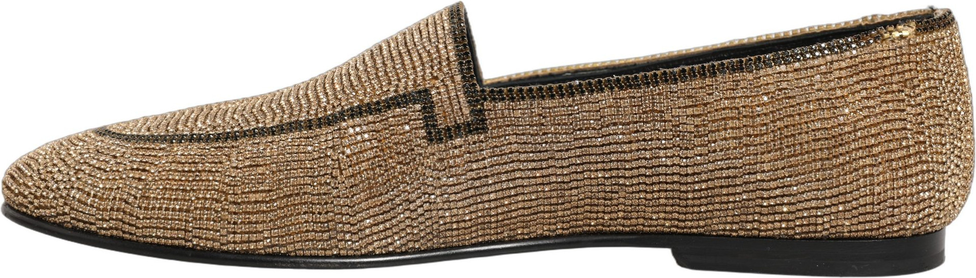Loafers Shoes Dolce & Gabbana Gold Crystal Embellished