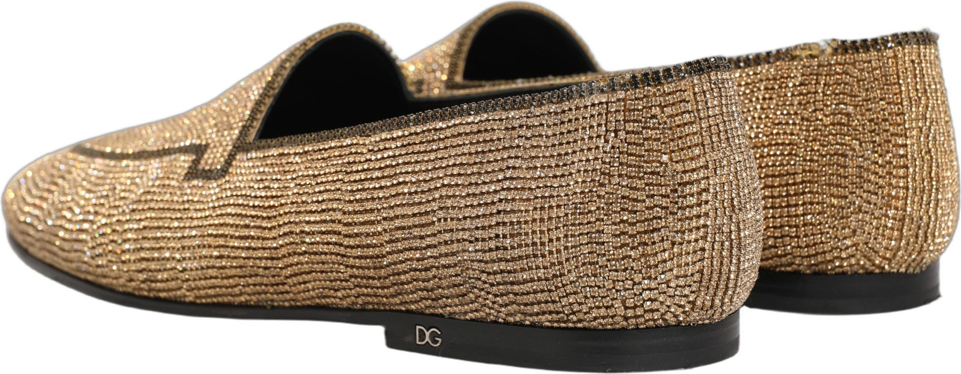 Loafers Shoes Dolce & Gabbana Gold Crystal Embellished