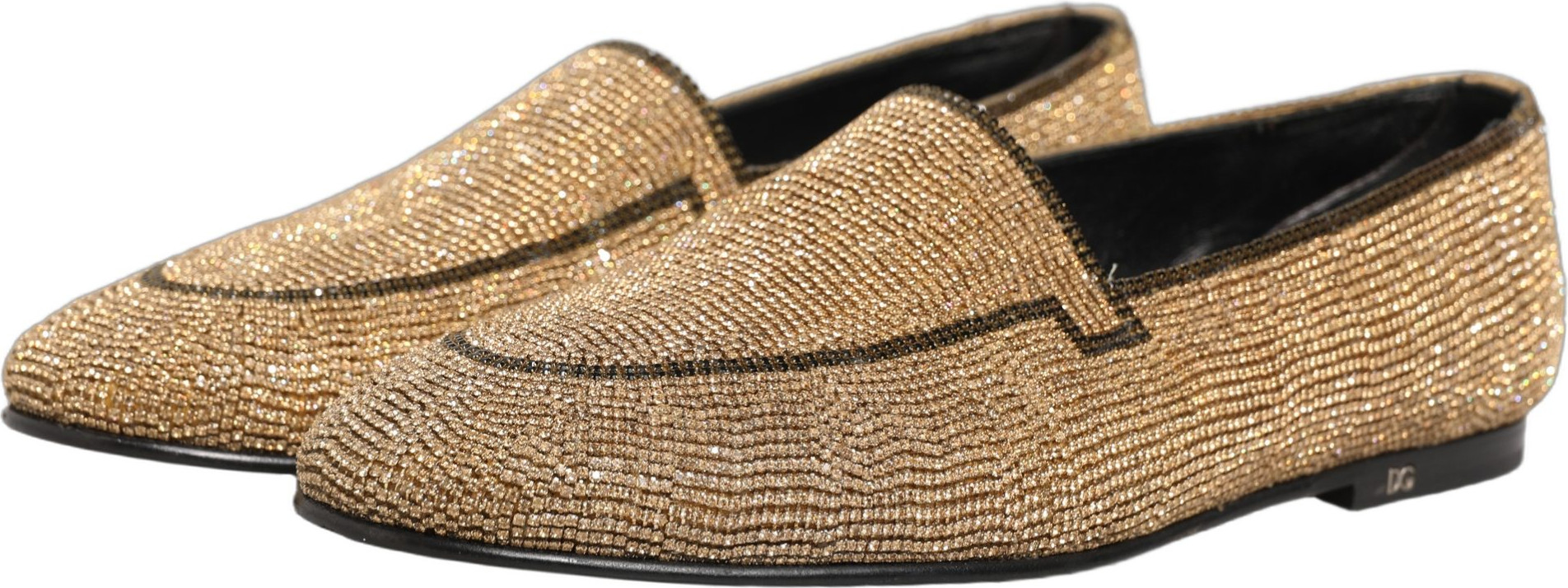 Loafers Shoes Dolce & Gabbana Gold Crystal Embellished