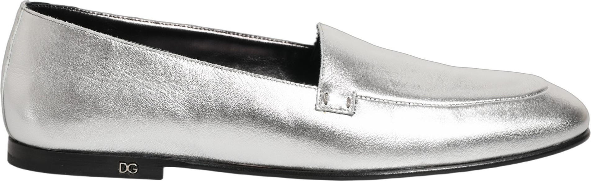 Slipper Dolce & Gabbana Silber Leder DG Logo Zum Reinschlüpfen