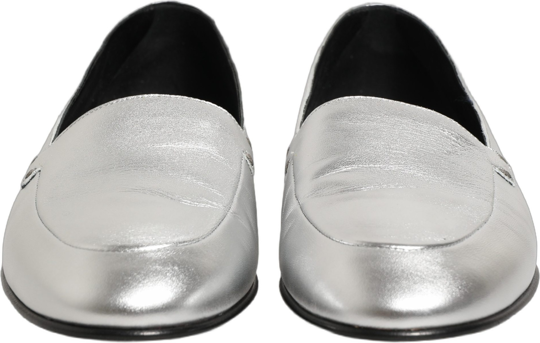 Slipper Dolce & Gabbana Silber Leder DG Logo Zum Reinschlüpfen