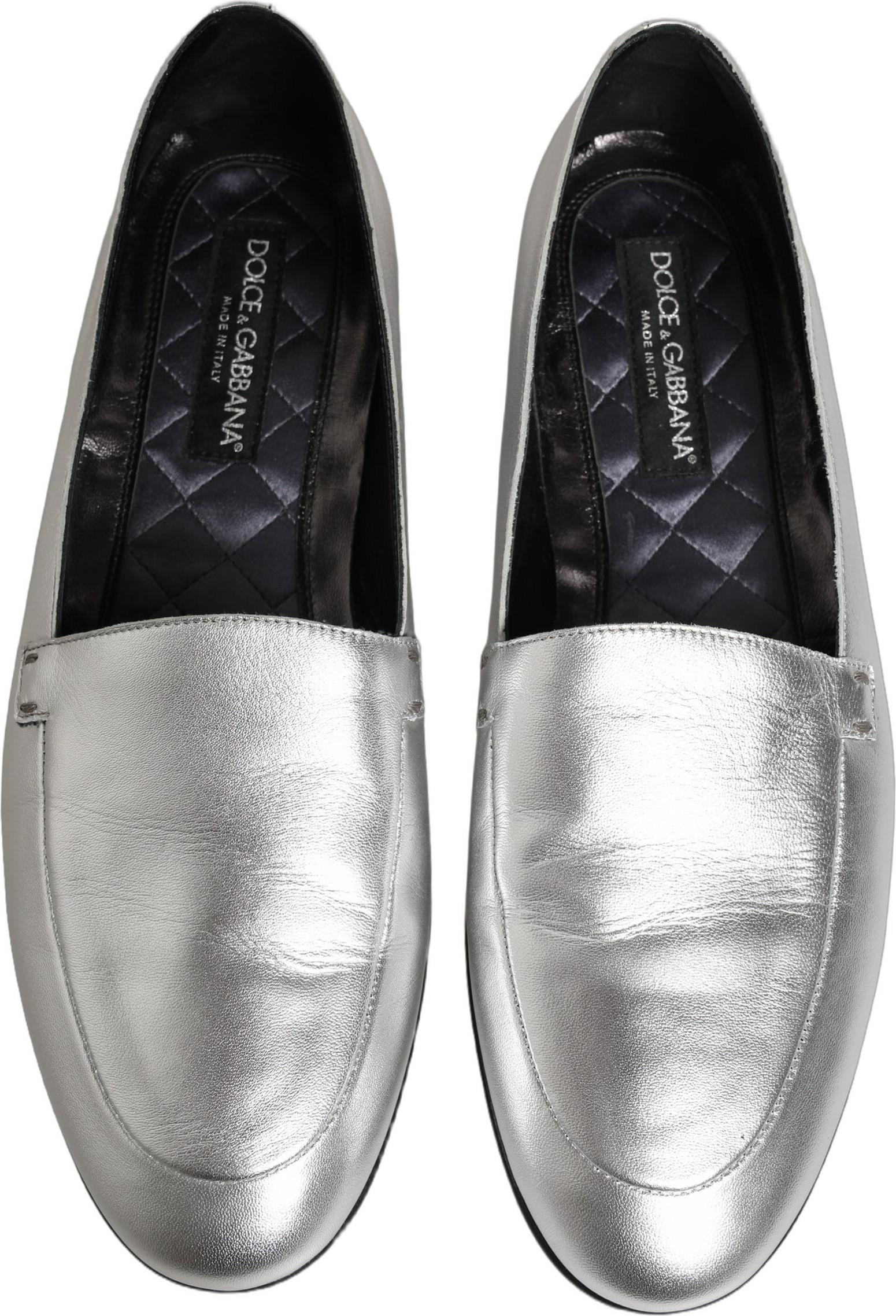 Slipper Dolce & Gabbana Silber Leder DG Logo Zum Reinschlüpfen