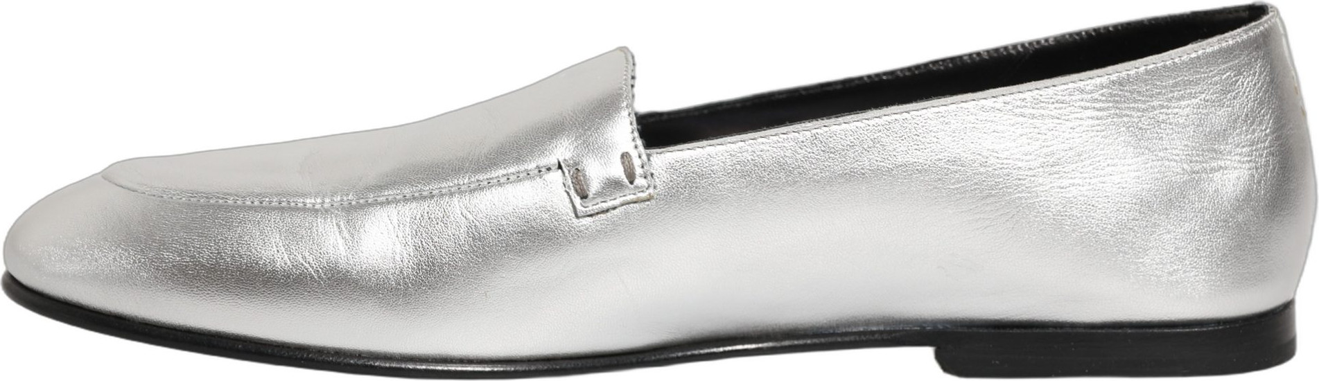 Slipper Dolce & Gabbana Silber Leder DG Logo Zum Reinschlüpfen