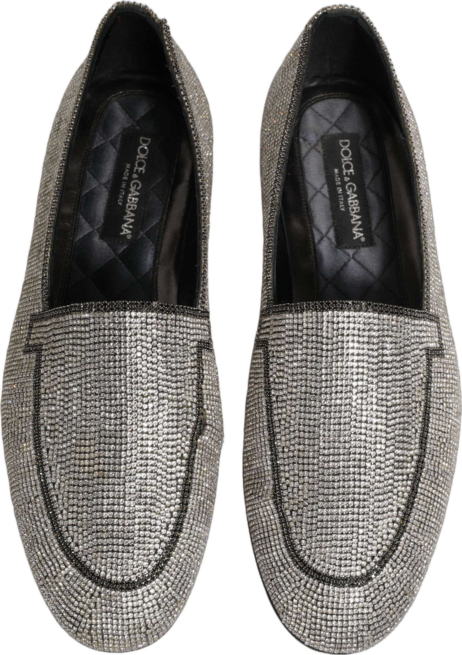 Loafers dress shoes Dolce & Gabbana Silver Crystal Embellished Men Loafers Shoes