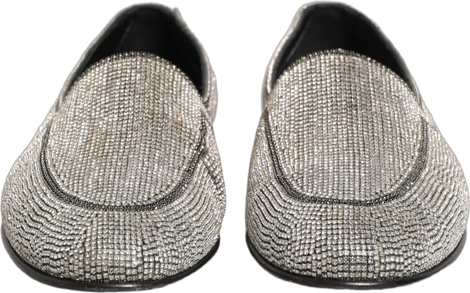 Loafers dress shoes Dolce & Gabbana Silver Crystal Embellished Men Loafers Shoes