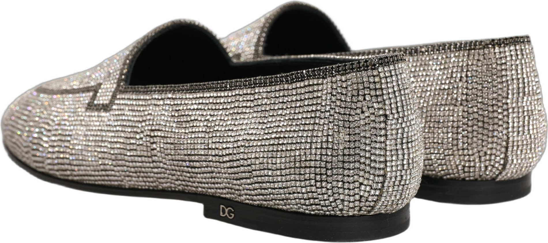 Loafers dress shoes Dolce & Gabbana Silver Crystal Embellished Men Loafers Shoes