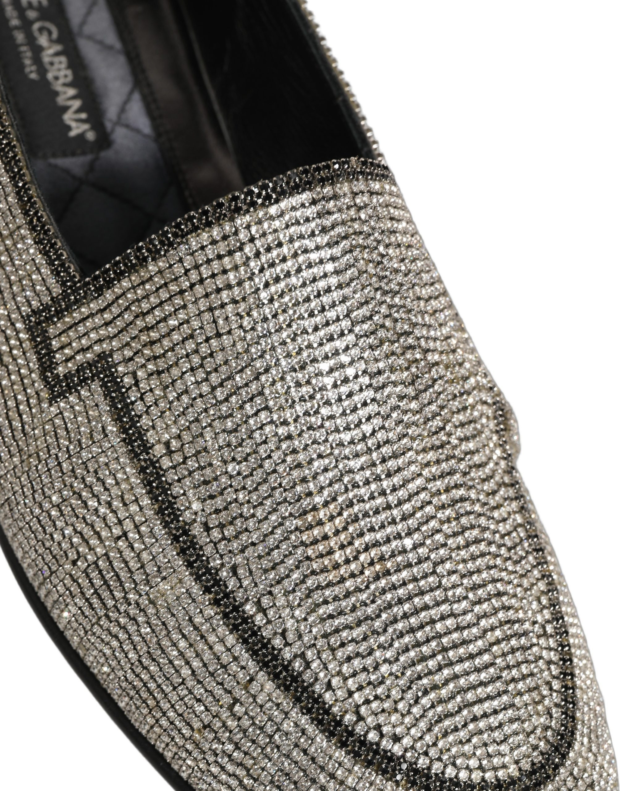 Loafers dress shoes Dolce & Gabbana Silver Crystal Embellished Men Loafers Shoes