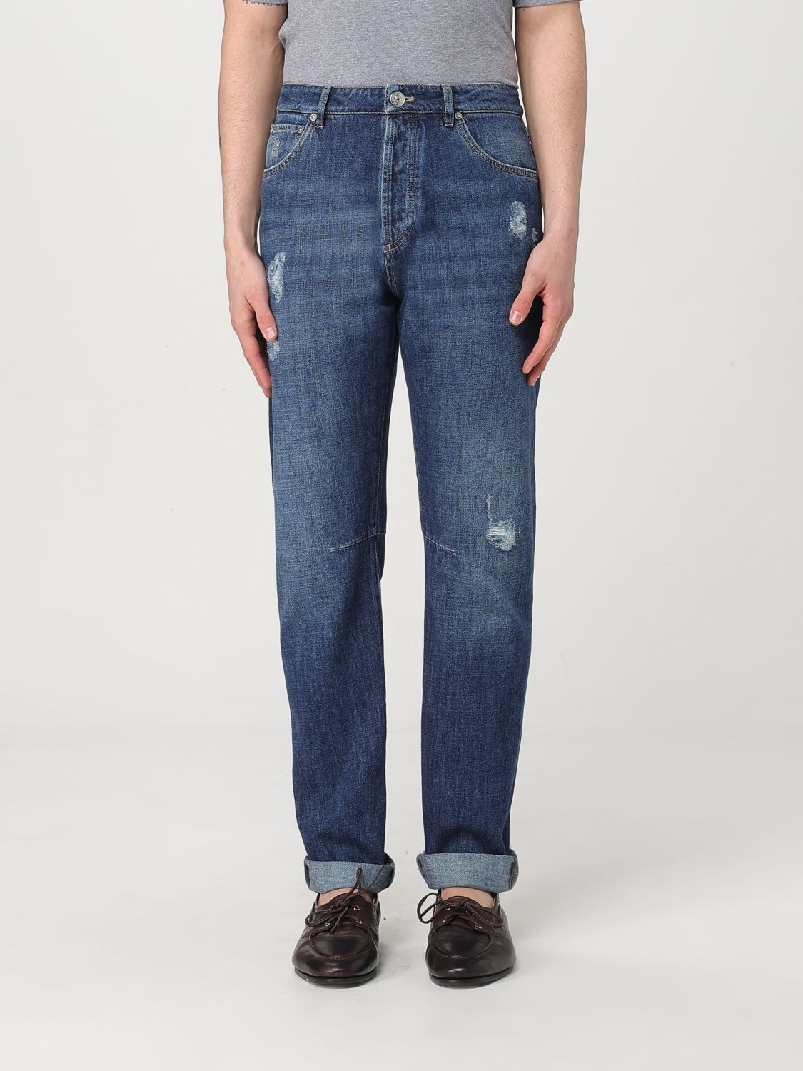 Blue Denim Straight-Leg Jeans by Brunello Cucinelli