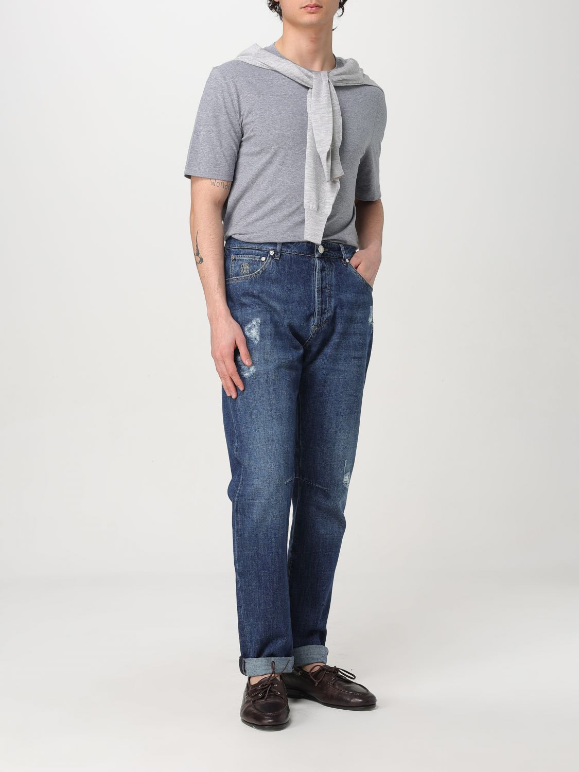Blue Denim Straight-Leg Jeans by Brunello Cucinelli