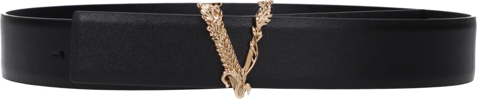 Black Leather Regular Belt by Versace