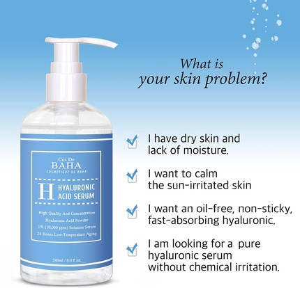 Hydrating Face Serum Cos De Baha Pure Hyaluronic Acid 1%