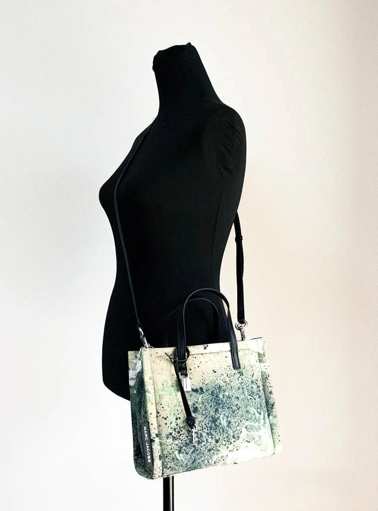 Handbag The Marc Jacobs Mini Green Multi Splatter Paint Print Nylon Crossbody Tote