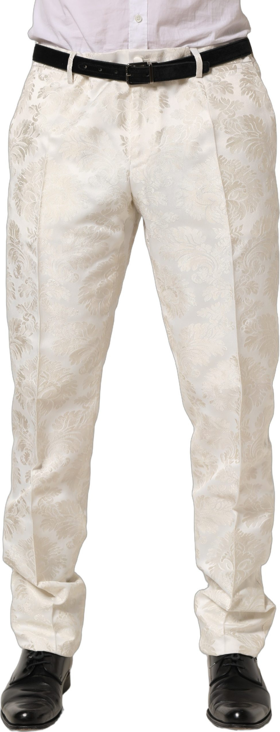 White Floral Men Dress Formal Trouser Pants Dolce & Gabbana