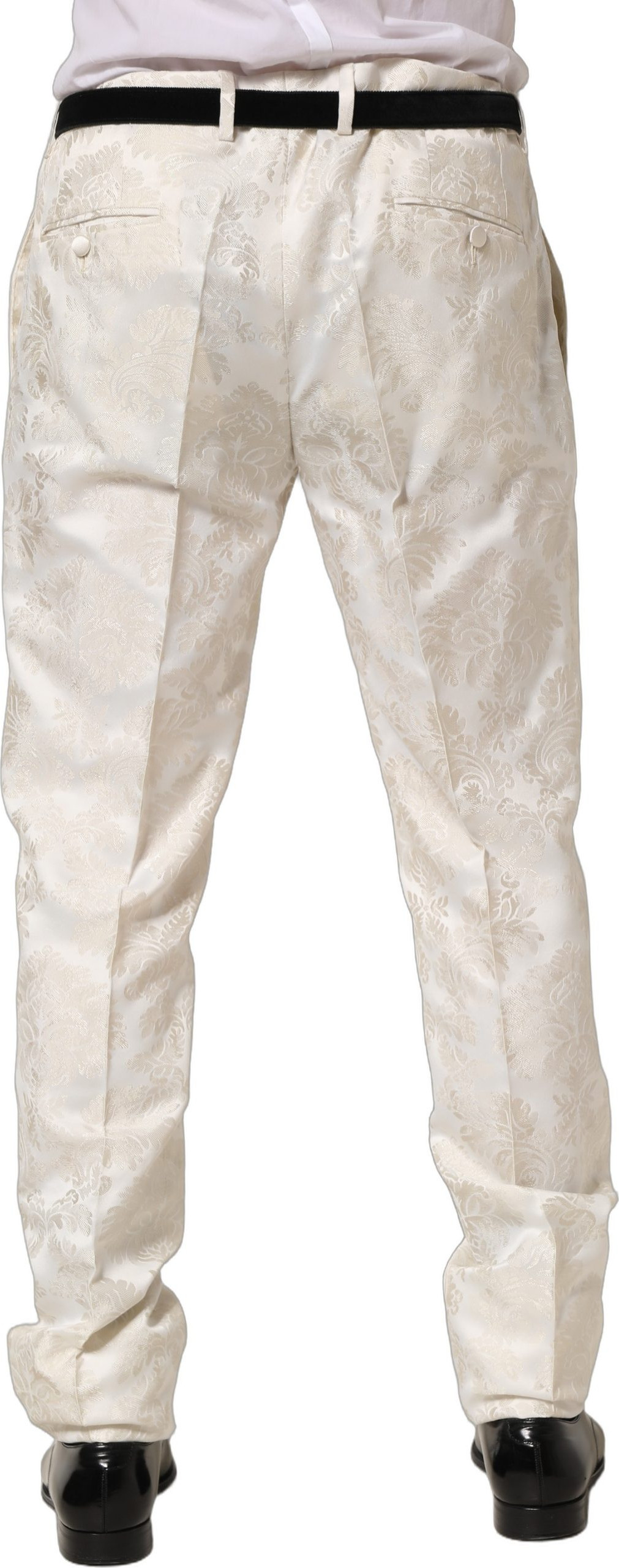 White Floral Men Dress Formal Trouser Pants Dolce & Gabbana