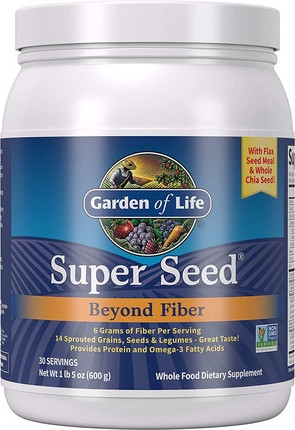 Super Seed Vegetarian Whole Food Fiber Supplement with Protein and Omega 3 Garden Of Life Powder