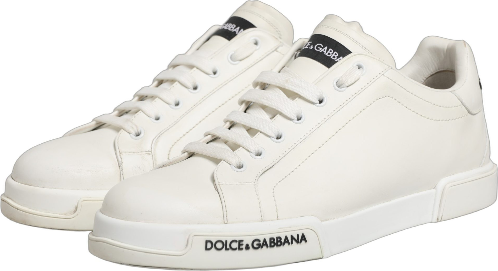 Белые кожаные кроссовки Dolce & Gabbana с логотипом
