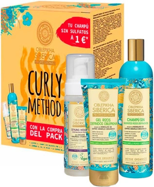 Natura Siberica Sanddorn Shampoo ohne Sulfate für Locken 400ml Locken Styling-Gel 200ml Schaumfestiger 170ml